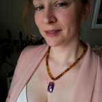 Äkta Baltiskt bärnsten halsband med Ametist.