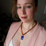 Äkta Baltiskt Bärnsten Halsband med Lapis Lazuli.