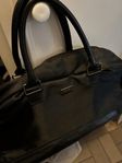 Vtg Hugo Boss Duffel Bag Men Black Polyester Leather Travel