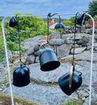 Taklampa i svart pulverlackad plåt med mäsdingdetaljer