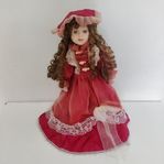 Röd Victorian Viktorianska eran porslinsdocka ca 45 cm lån