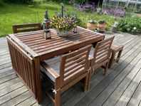Äpplarö IKEA Utomhus slagbord, 4 stolar, bänk och förvar