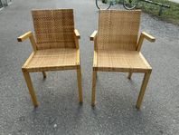 Karmstolar/ stolar med rotting klädsel 1 par i björk
