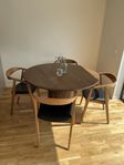 Bord 120cm diameter & 4 stolar ek