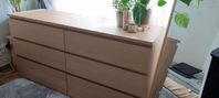 Chest of 6 drawers, white stained oak veneer, 160x78 cm