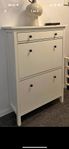 HEMNES Skoskåp 2 fack, vit, 89x30x127 cm