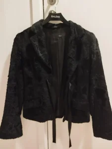Plysch kavaj med satin skärp 