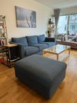 VIMLE 3-sitssoffa + fotpall (hillared mörkblå)  från Ikea