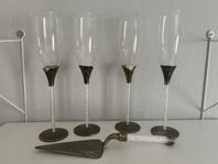 Champagneglas med tårtspade