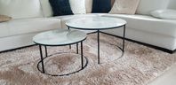 Fina Soffbord 2 st / Satsbord i glas med marmorering