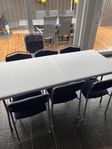 2 st hopfällbara  bord 180x76x74 cm med 6 stolar