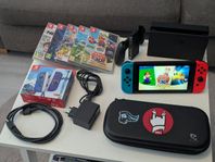 Nintendo Switch + Limited Edition Joy-Cons + 5 Spel