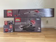 Häcksax+lövblås+batteri och batteriladdaren 