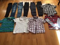 Skjortor,piké t-shirt,mjukisbyxor,jeans, strl 146/152