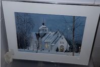Souvenirs tavla: "Piteå Stads kyrka" signerade Ansgar