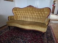 Rokoko Gul Sofa - vintage sammet plysch