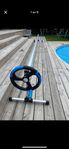 Upprullade pooltäcke, poolöverdrag, bubbelplast