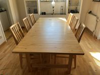 Matbord Ikea Norden, stort bord med 8 stolar