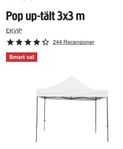Pop up-tält 3x3m, oanvänt