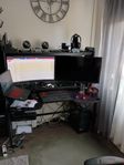 FREDDE Skrivbord för gaming, svart, 140/185x74x146 cm
