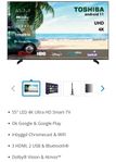 tv 55 tum led 4K inbyggd wifi google