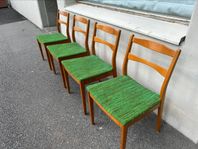 Retro stolar/matstolar 4 st med klädd grön sits 1960-tal