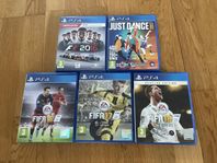 PS4 spel, FIFA, Just dance, F1