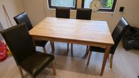 Matbord i massiv ek inkl 5 stolar