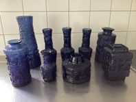 9 st. vaser fr. 60-talet. Göte Augustsson på Ruda glasbruk