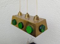 1960-t pendellampa gröna glasblock 60t funkis Erik Höglund