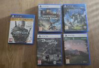 5st Playstation Spel: Witcher 3, Horizon, Demon's Souls m.fl