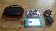 Nintendo Switch Lite + 1 spel + förvaringsväska + skyddssk