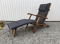 Teak däcksstol med ny grå dyna 