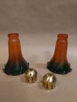 Glas och metallkrona till fönsterlampa Orange/Grön, 2pack