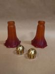 Glas och metallkrona till fönsterlampa orange/röd, 2pack