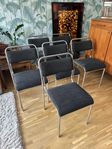 6st stapelbara stolar stålrörsstol krom retro vintage