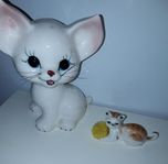 2 charmiga porslinsfigurer / Japan-Kina kattungar!.
