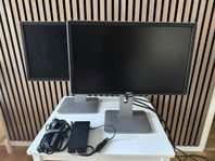 Dockningspaket: 2 st Dell P2214Hb ,Dell Dock D6000,  Adapter