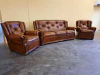 Chesterfield Soffgrupp i äkta skinn