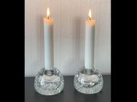 Eneryda Glasbruk - 2st ljusstakar med dekorativa luftbubblor