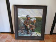 Same. Gips-tavla. Signerad Frida Björnson 1939. OBS Spricko