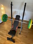 olympisk skivstång 65kg 150cm m bänk o Ny motionscykel