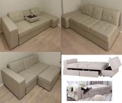 BILLIG ny Citlalic Bäddsoffa soffa Beige ljusgrön ljus