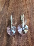 Stora crystal örhängen rosa hjärtan äkta silver. 300kr