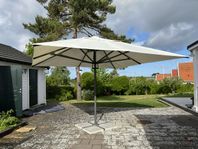 Helautomatiskt premiumparasoll med marmorfot - 4x4m - Beige