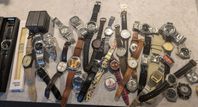 En hög med klockor, 35st +. Citizen, Seiko, tissot etc