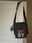 Tuff kanvasväska grå med symbolerna NY I love New York