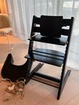 stokke svart tripp trapp inkl babysey och sele