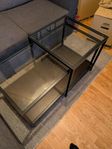 Satsbord, set om 2, svartbrun/glas, 90x50 cm