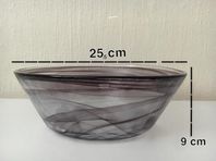 Skål i glas, Kosta Boda, lila/transparent, 25.5 x 9 cm